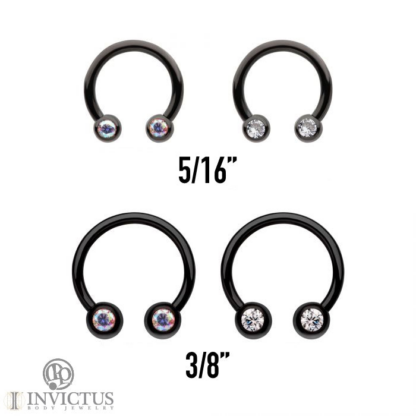 Black PVD Titanium Gemmed Circular Barbell - Image 3