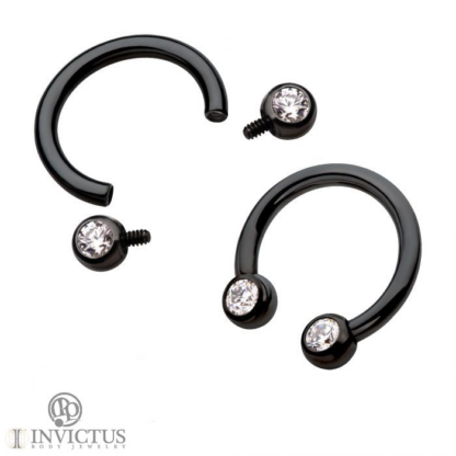 Black PVD Titanium Gemmed Circular Barbell