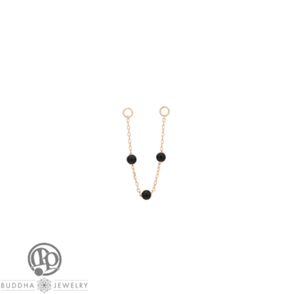 3 Bead Black Agate Chain - Image 4